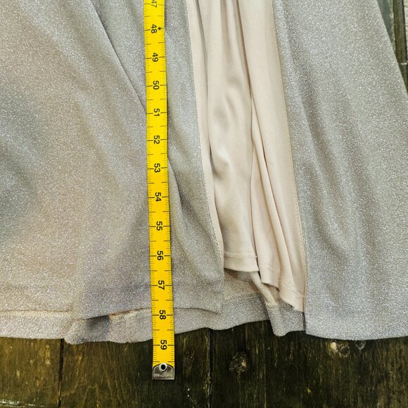 ADRIANNA PAPELL Gold Maxi Glitter Knit Lined Formal Gown Women SZ 14 Champagne - Picture 15 of 15